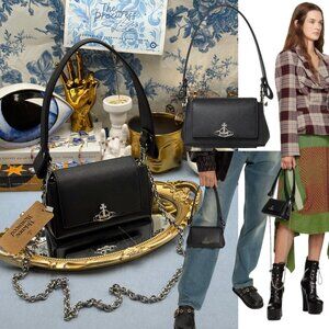 🆕 VIVIENNE WESTWOOD 🧿 NWT Small Black Hazel Bag - Saffiano Leather - Black